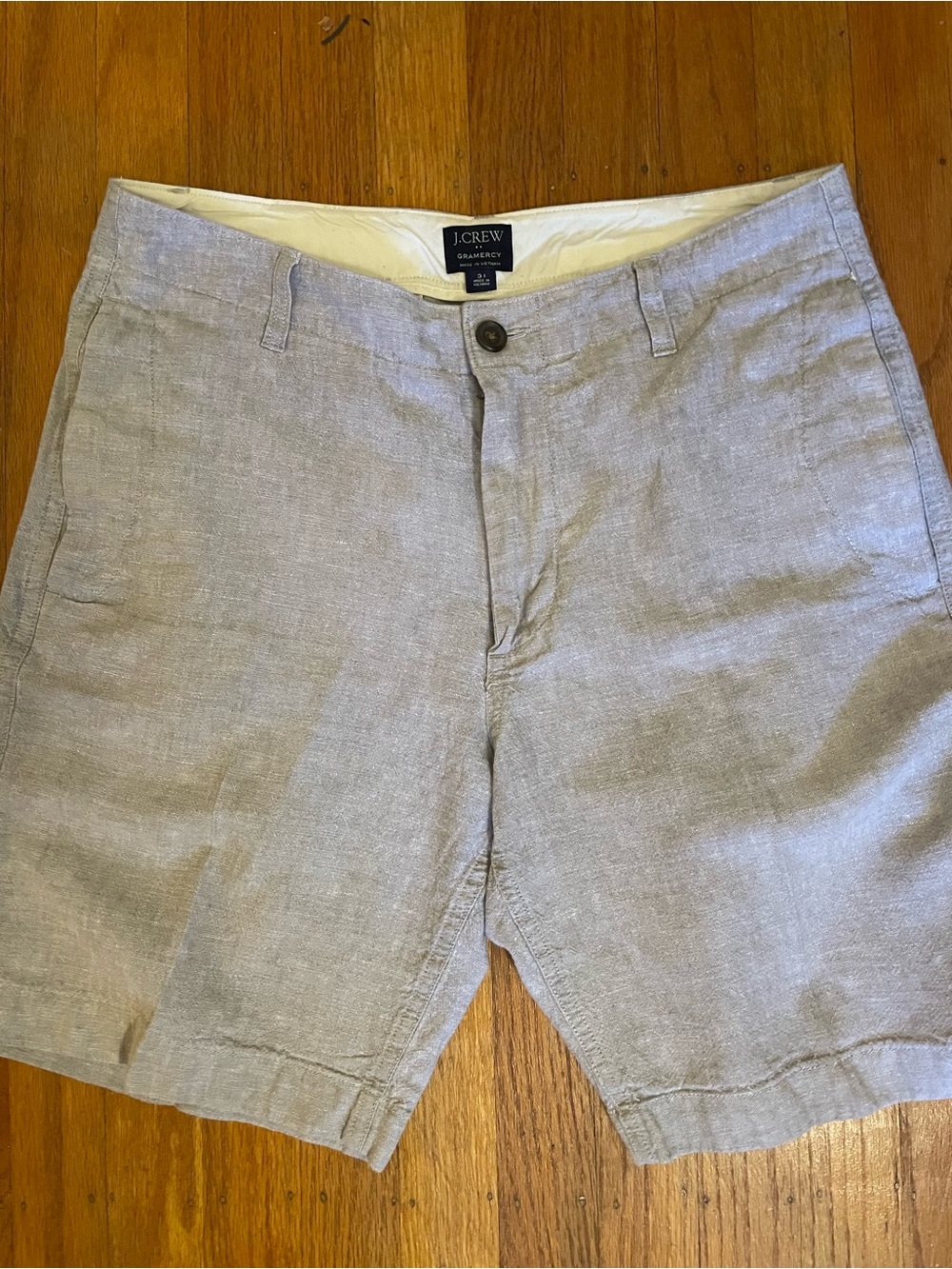 J Crew Gray Linen Shorts Size 31